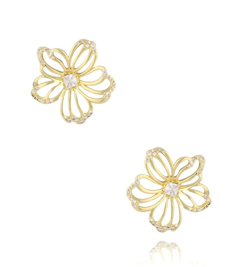 Kolczyki złote z kwiatkami Sunlit Blossom KRG1043