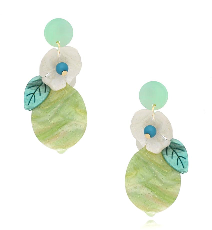 Kolczyki z zielonymi kwiatkami Green Flower KZA0030