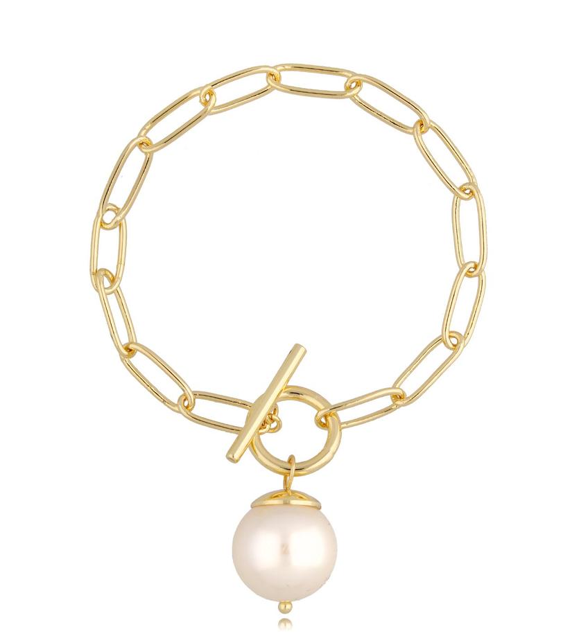Bransoletka złoty łańcuch z perłą Yoko BRG0252
