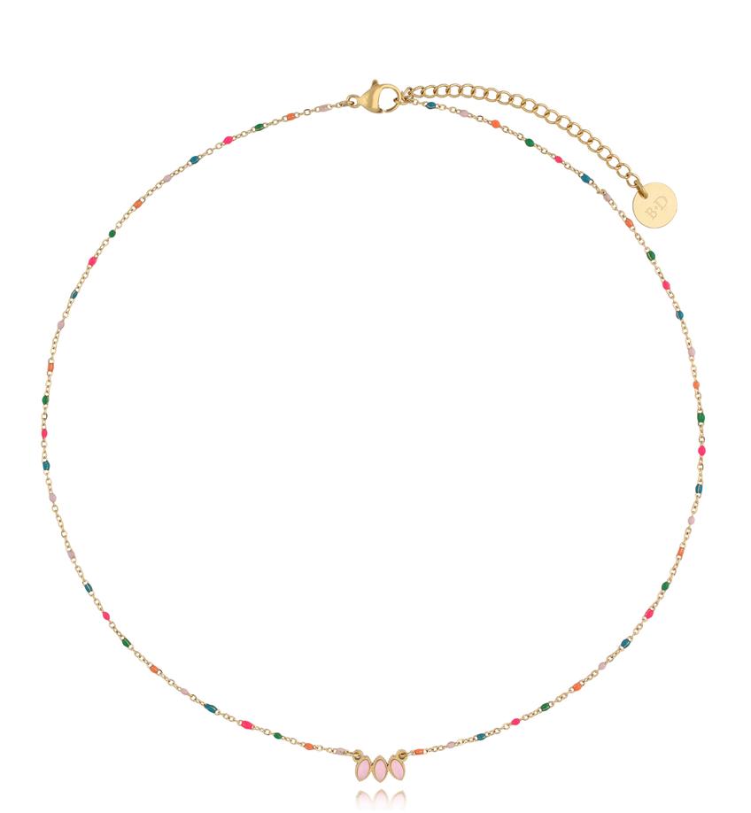Naszyjnik złoty multicolor z emalią Sloan NSC0324