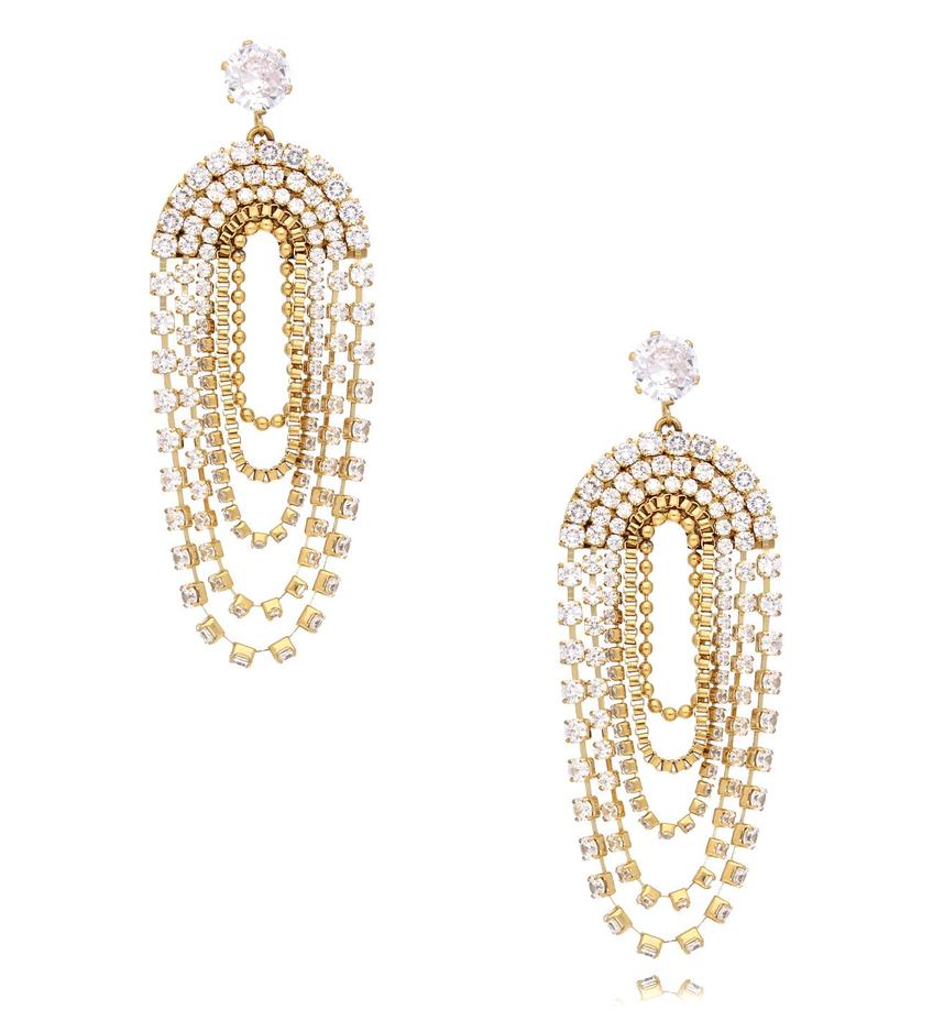Kolczyki złote z białymi kryształkami Sparkling Crystals KSC0122