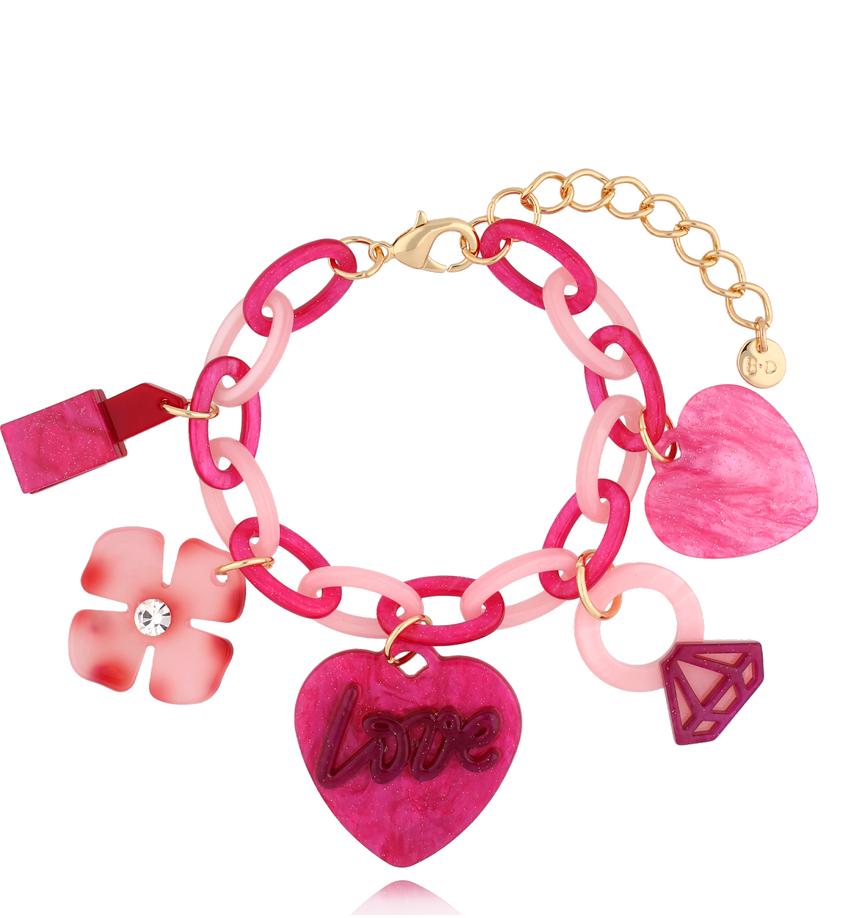 Bransoletka różowa z sercem Heart & FLower BZA0005