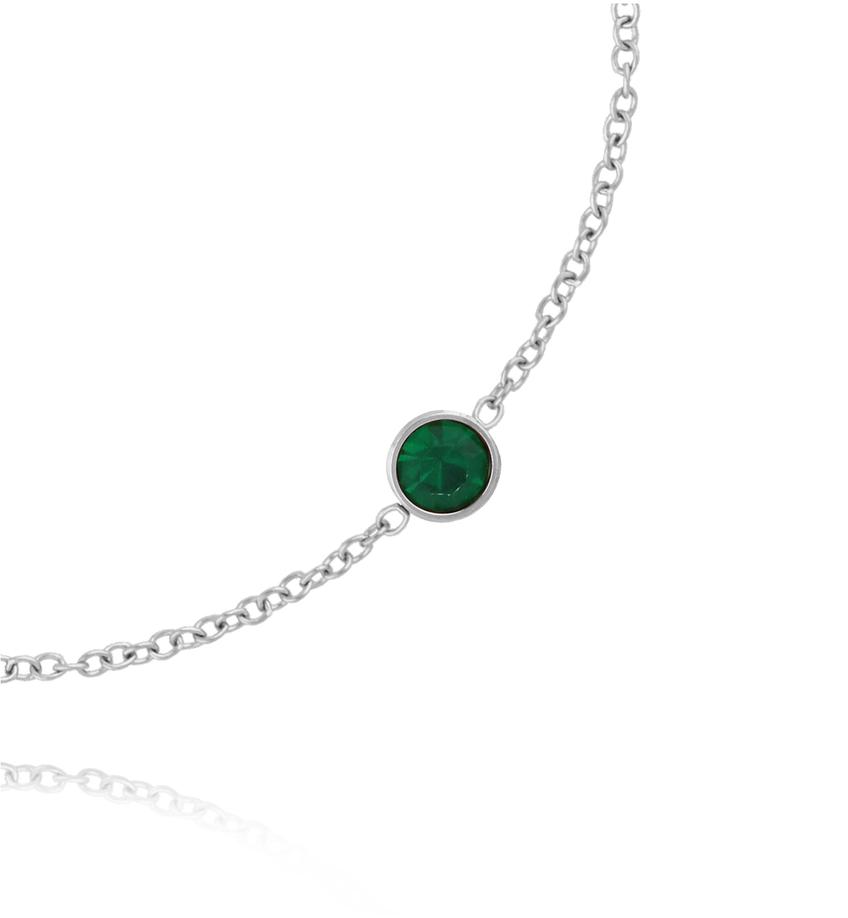 Bransoletka z zielonym oczkiem srebrna BSA0951