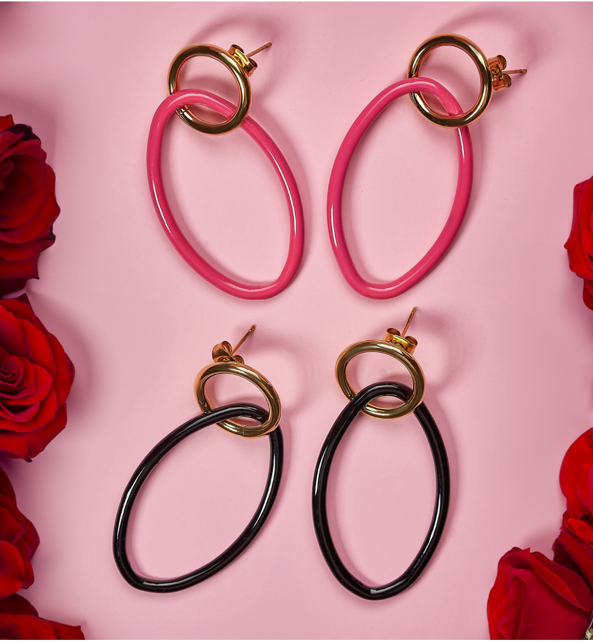 Kolczyki czarno złote Dream Earrings KSA1478