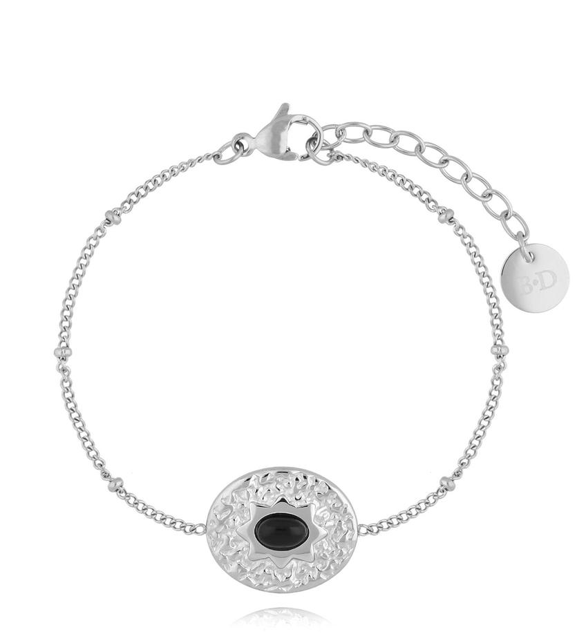 Bransoletka srebrna z czarnym agatem Dazzle BSA0506