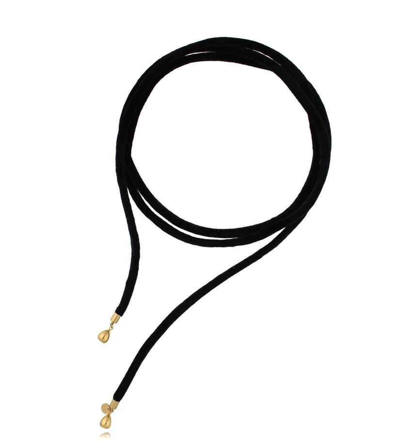 Naszyjnik z czarną tasiemką złoty Black Ribbon NSA1010
