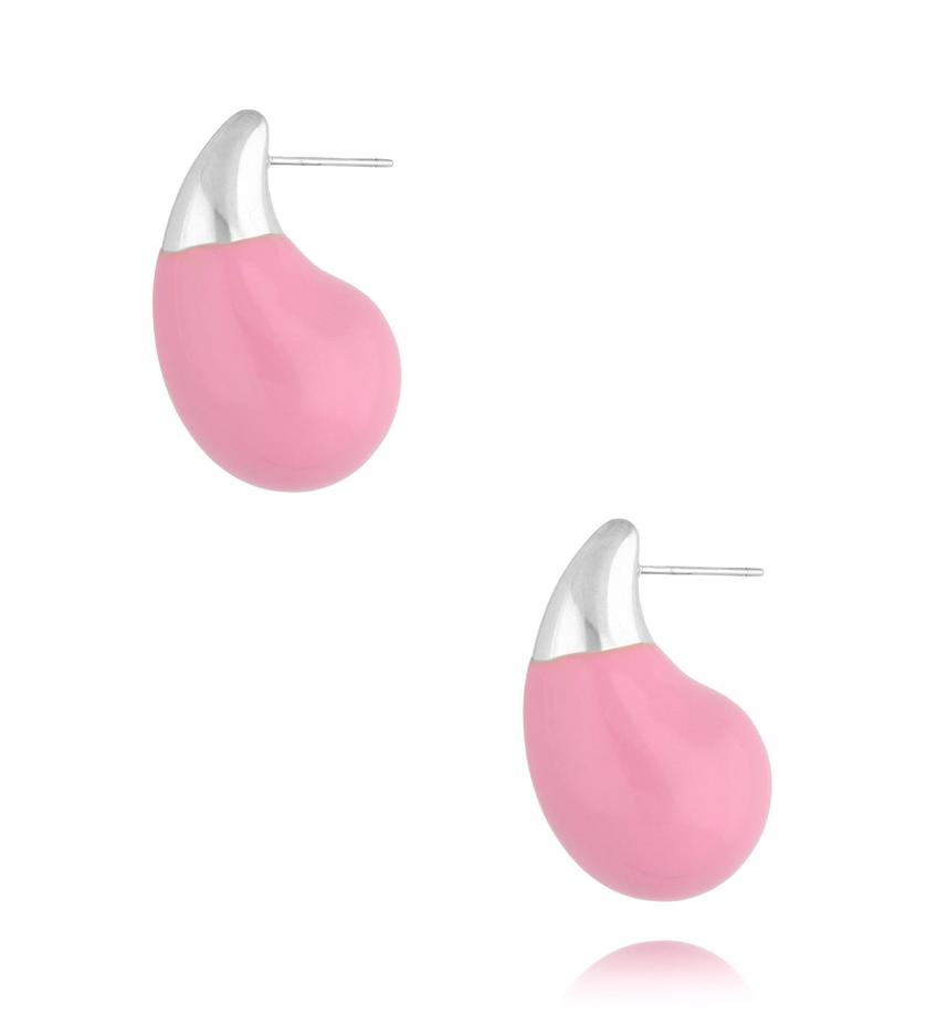 Kolczyki srebrne łezki duże z różową emalią Enamel Kylie KSA1677