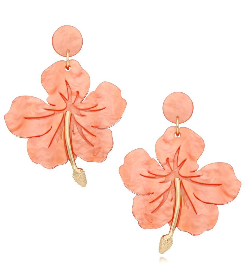 Kolczyki brzoskwiniowe kwiaty hibiskusa Kailani KZA0073