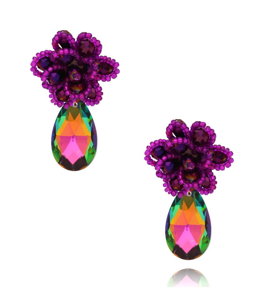 Kolczyki z fioletowymi kryształami Crystal Wonders KFF0295
