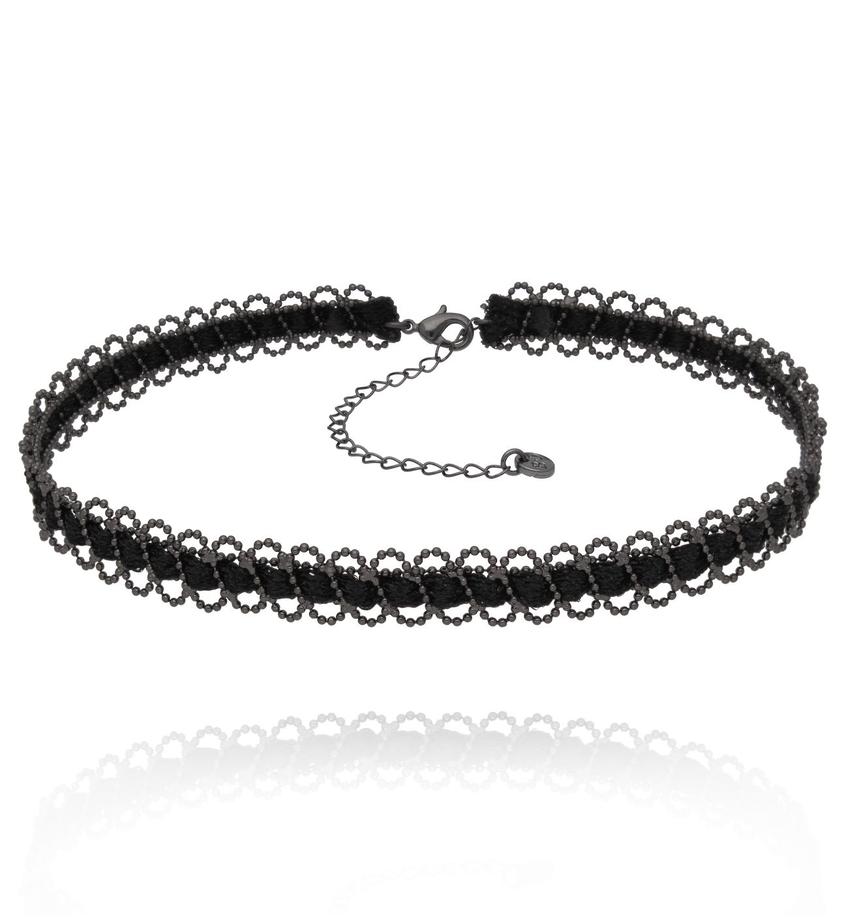Choker czarny pleciony NSC0523