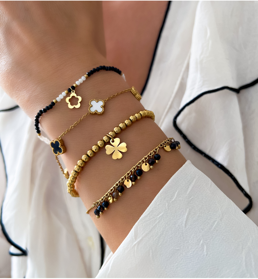 Bransoletka z czarnymi agatami Paradise Jewels BPA0447