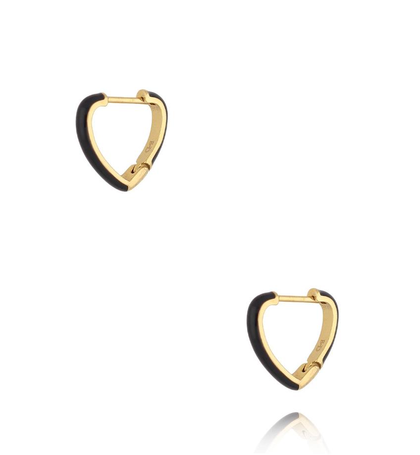 Kolczyki złote serca z czarną emalią Enamel Hearts KSA1750