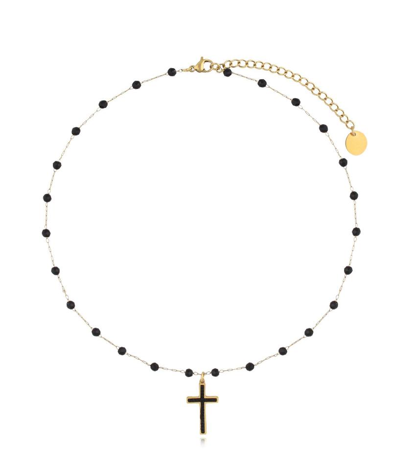 Naszyjnik czarny z krzyżykiem Black Cross NSY0042