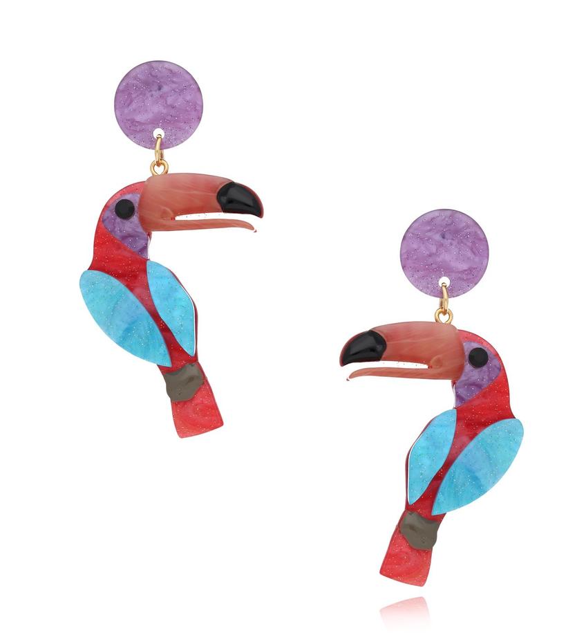 Kolczyki z kolorowymi tukanami Toucan KZA0087