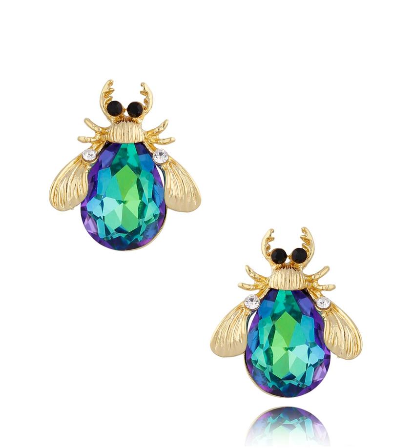 Kolczyki z niebieskimi żuczkami Midnight Blue Green KMI0218