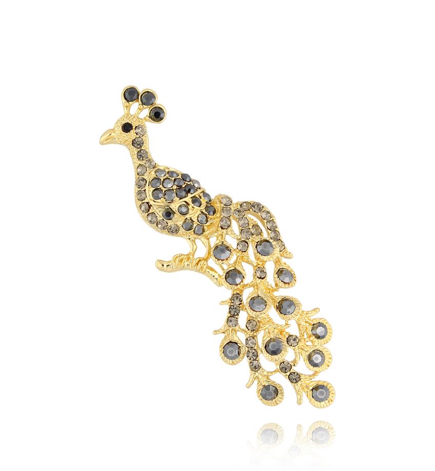 Broszka ze złotym pawiem Peacock BRSS0118