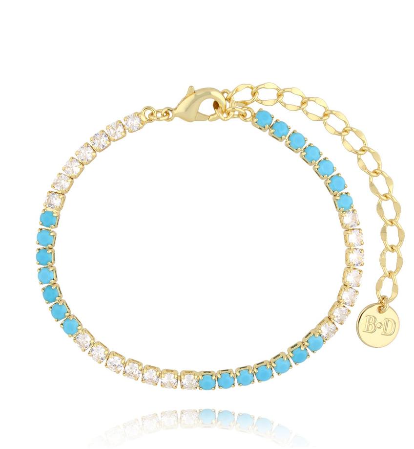 Bransoletka tenisowa turkusowa z kryształami Aqua Gem BSS0194