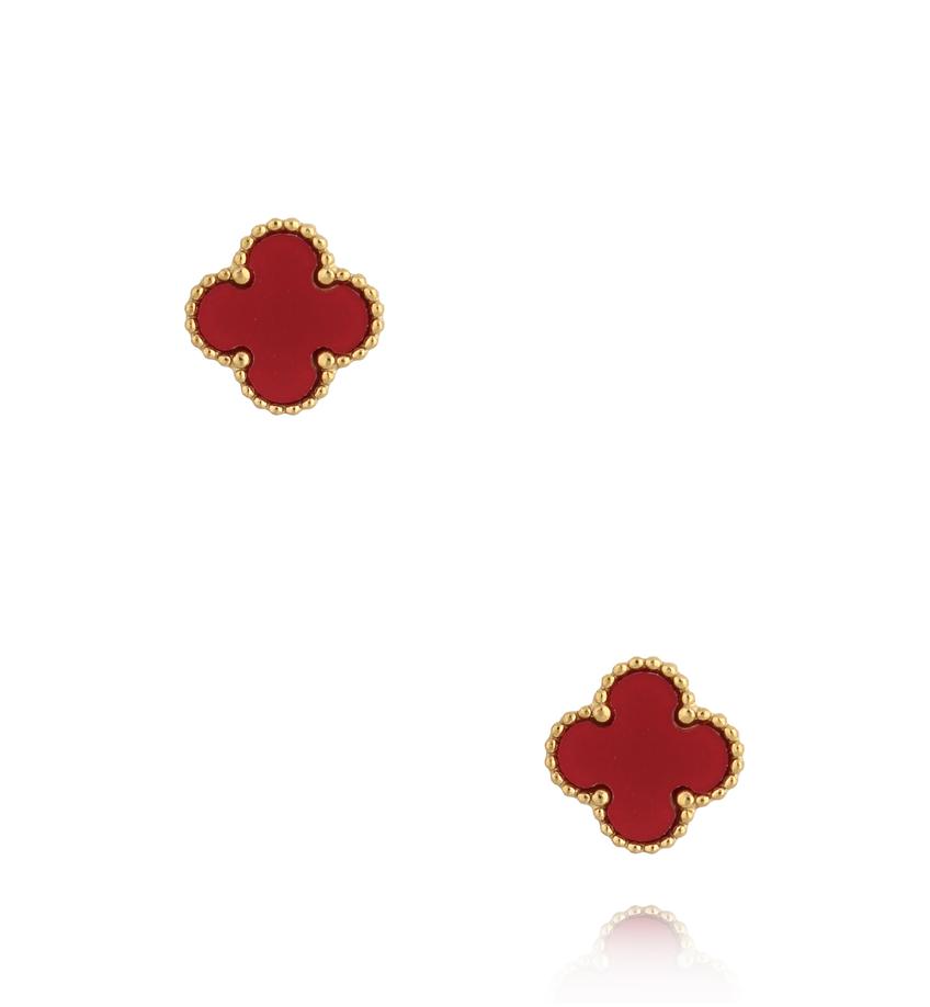 Kolczyki bordowe z koniczynką Mini Clover KSY0019