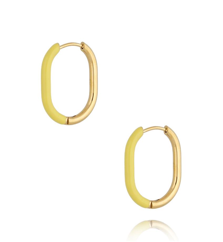 Kolczyki złote z żółtą emalią owalne Enamel KSA0903