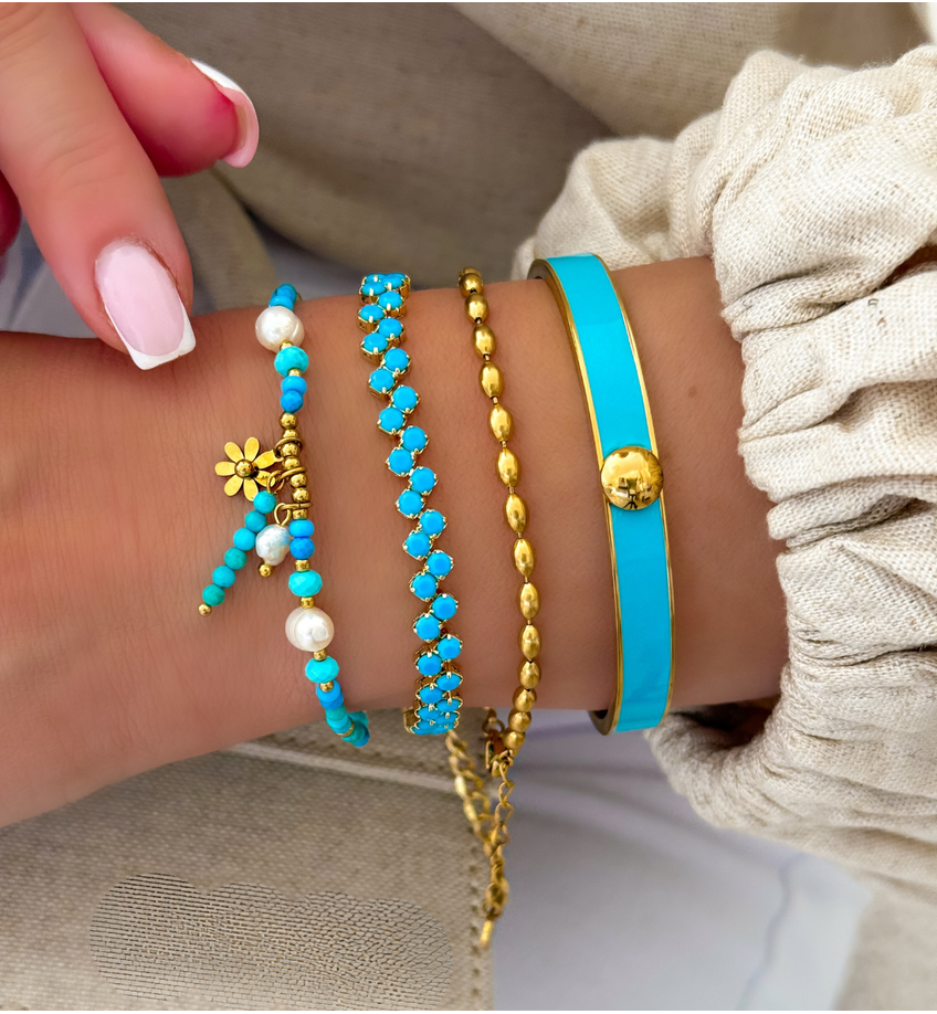 Bransoletka turkusowa z kryształkami Aqua Gem BSS0193