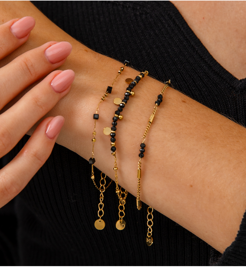 Bransoletka z czarnymi agatami Blessing BPA0479