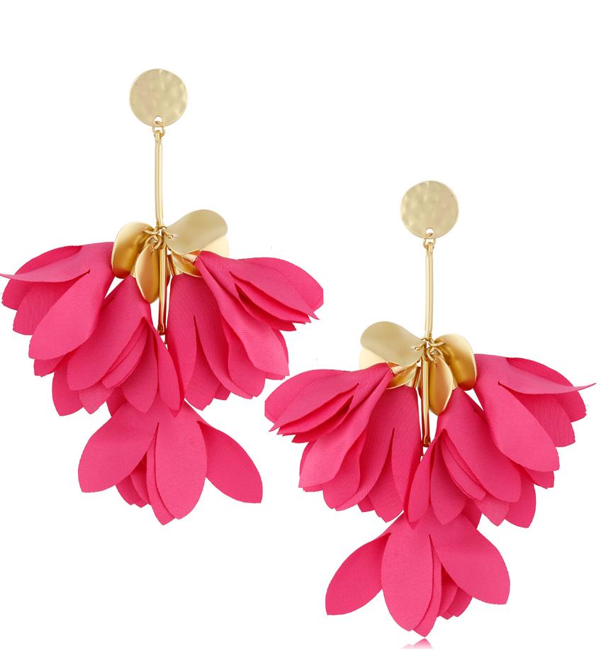 Kolczyki satynowe kwiaty fuksja Flower KBL1138