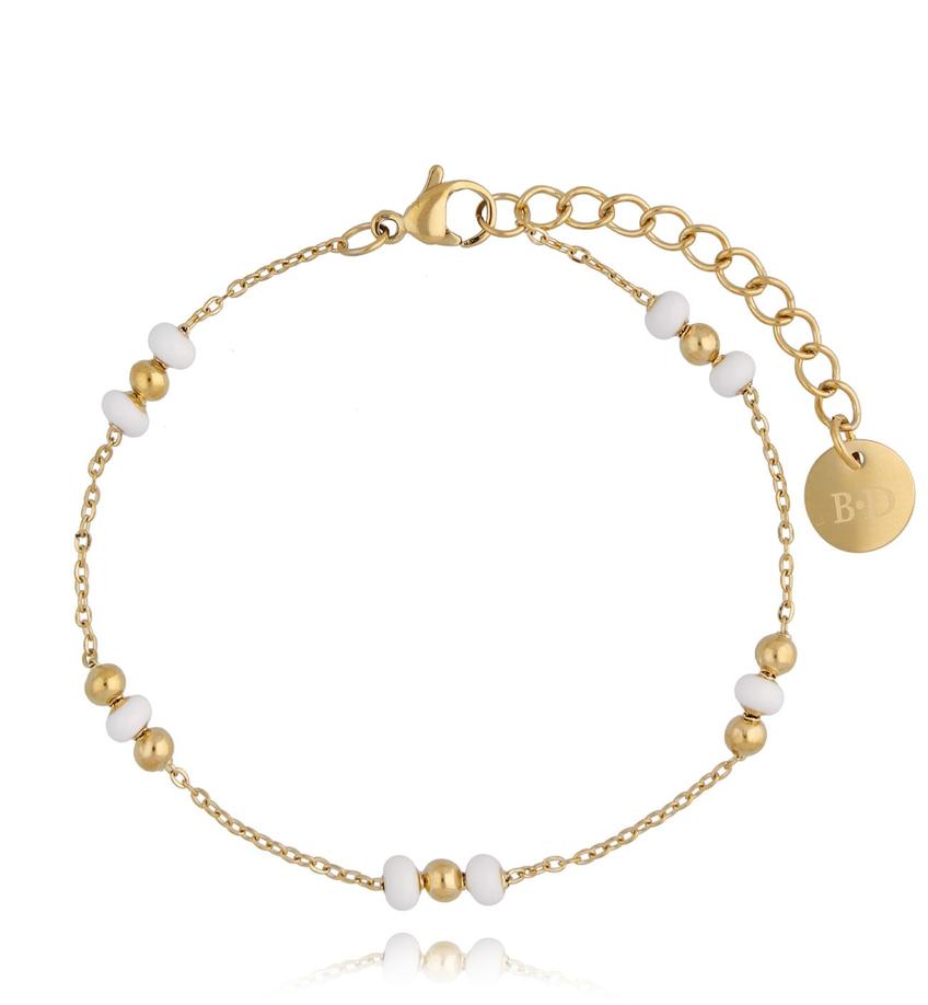 Bransoletka z białymi kuleczkami z emalią Enamel Balls BSA0274