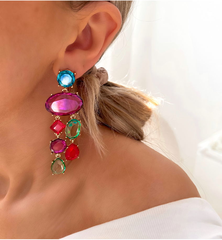 Kolczyki z kolorowymi kryształami Fiesta Gems KFF0269