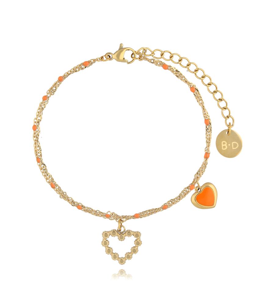 Bransoletka pomarańczowa z sercami Fiery Love BSY0013