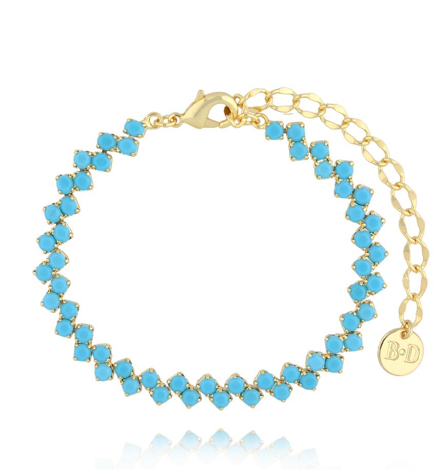Bransoletka turkusowa z kryształkami Aqua Gem BSS0193