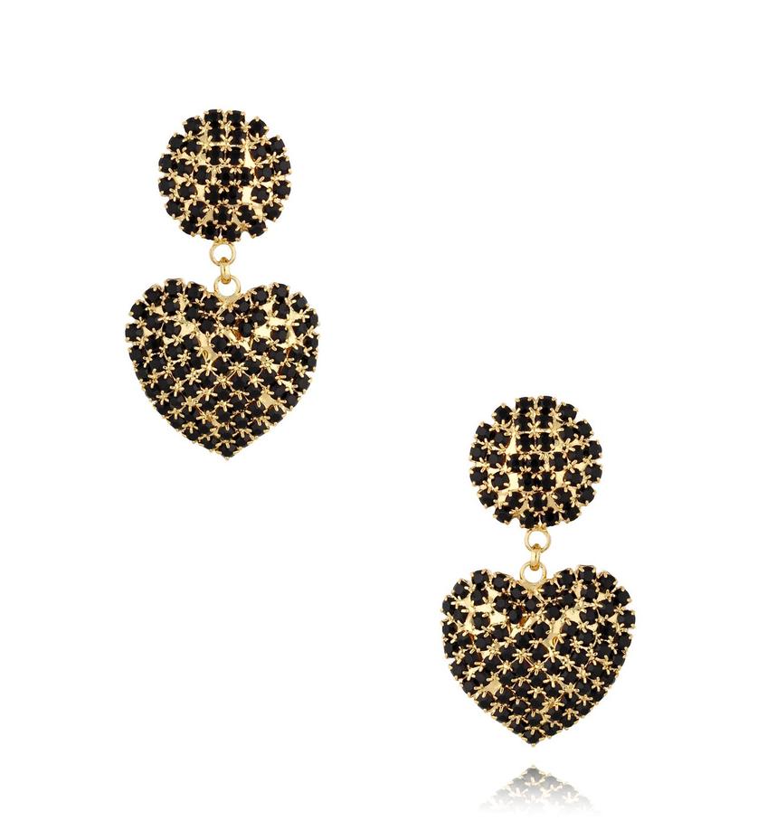 Kolczyki czarne z sercami Cristal Hearts KSS1361