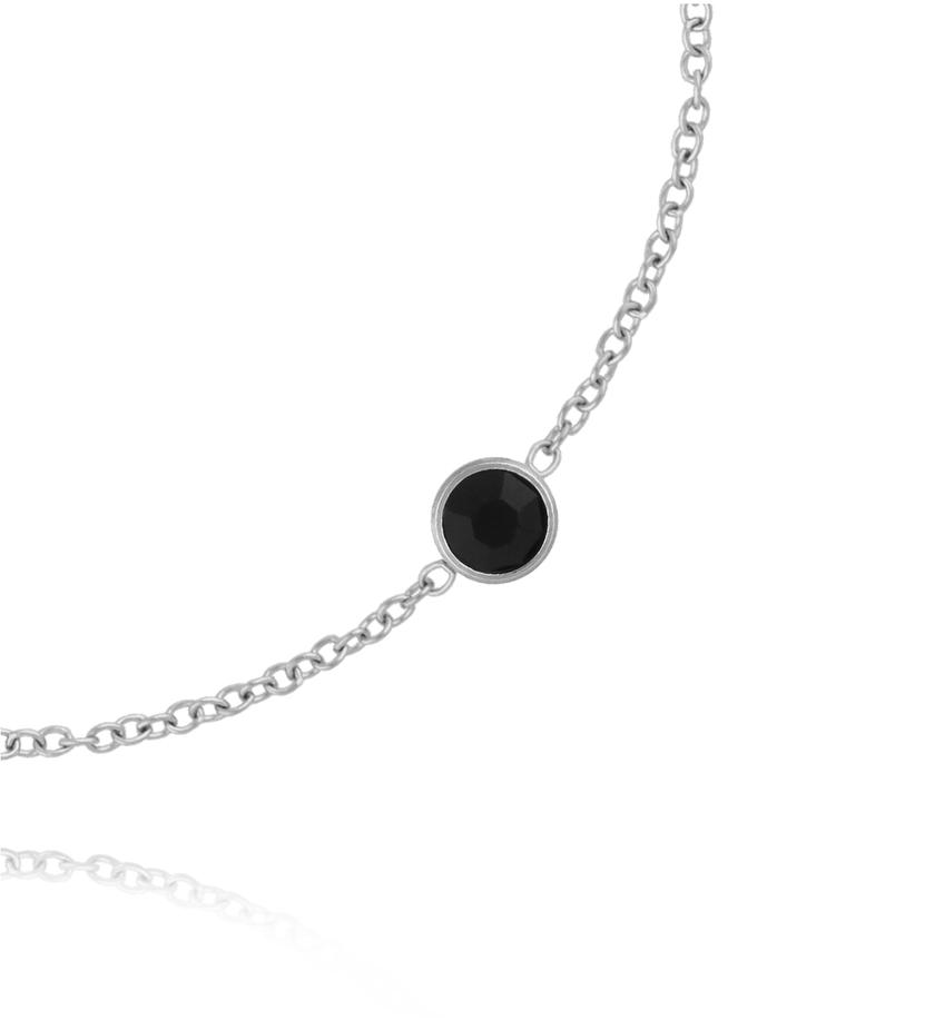 Bransoletka z czarnym oczkiem srebrna BSA0949