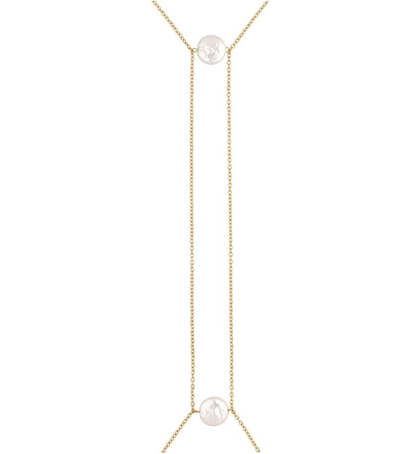 Naszyjnik złoty z perłami body chain Olive NSA0672