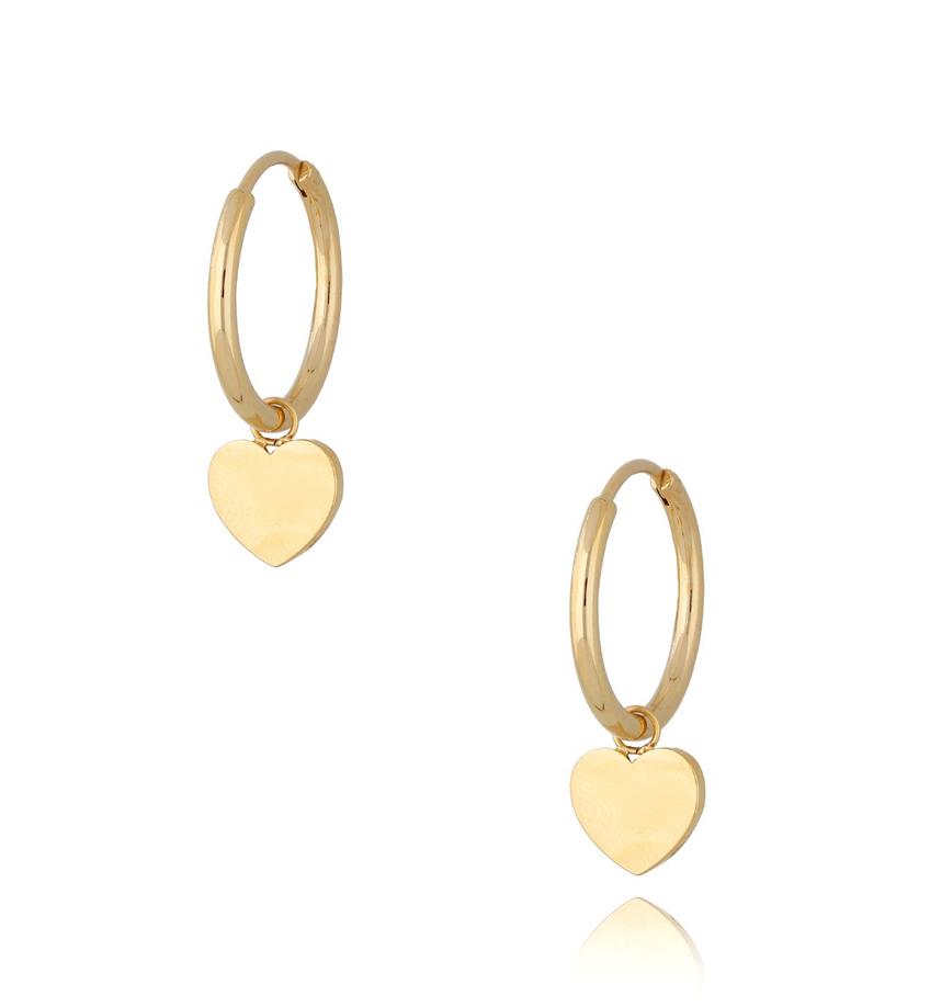 Kolczyki kółka złote z sercem Gold Hearts KSA0291