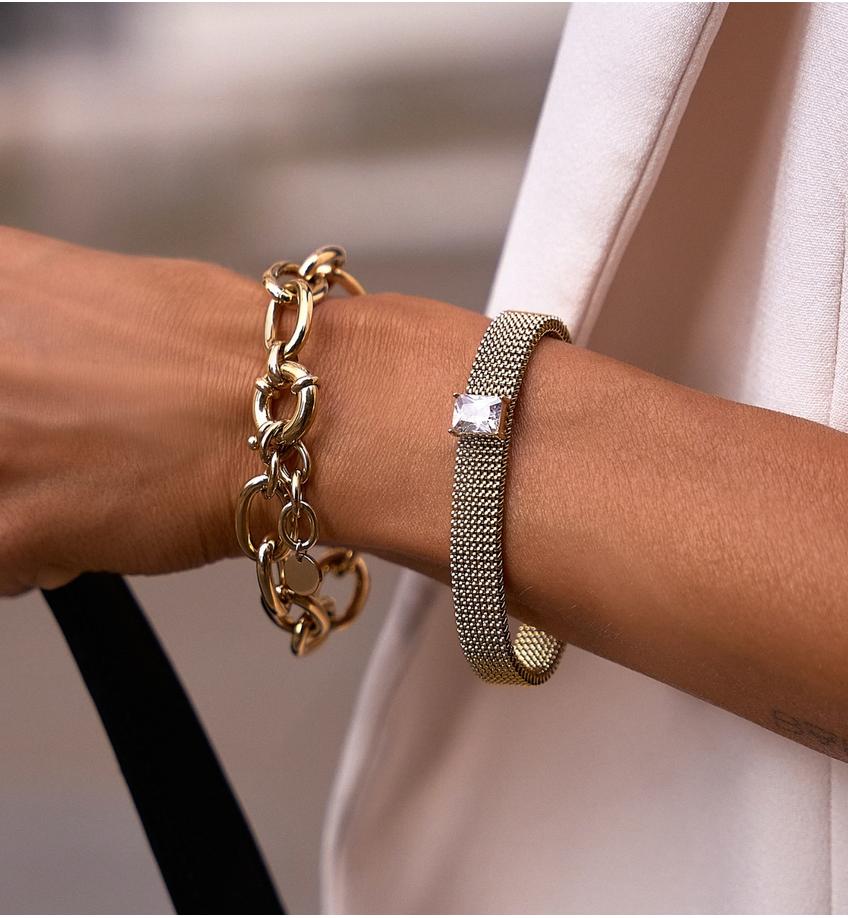 Bransoletka złota z cyrkonią Chic Stainless BSA0653