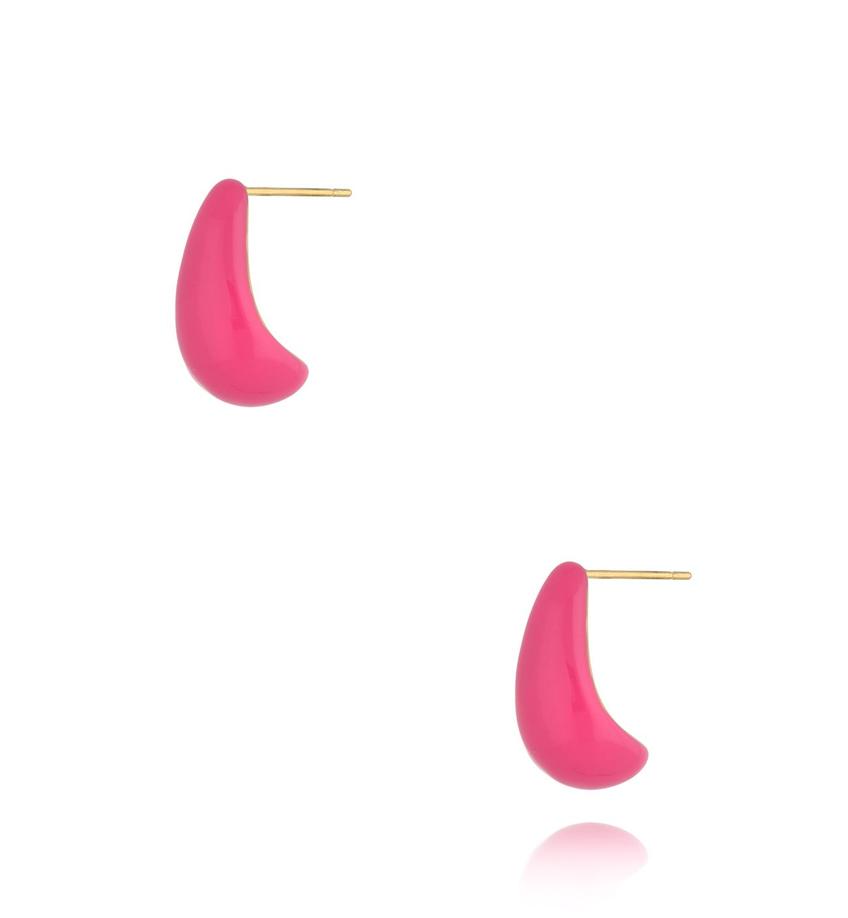 Kolczyki krople emaliowane fuksjowe Enamel Drop KSA1456