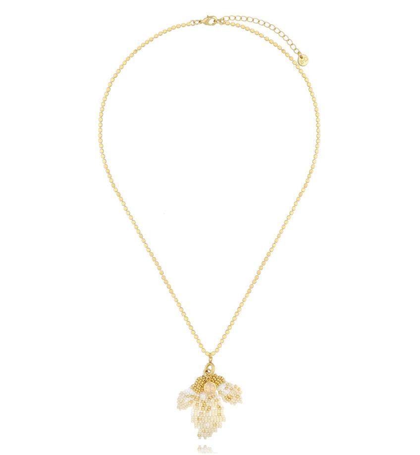 Naszyjnik z kwiatkiem kremowy Floral Leaf NBI0015