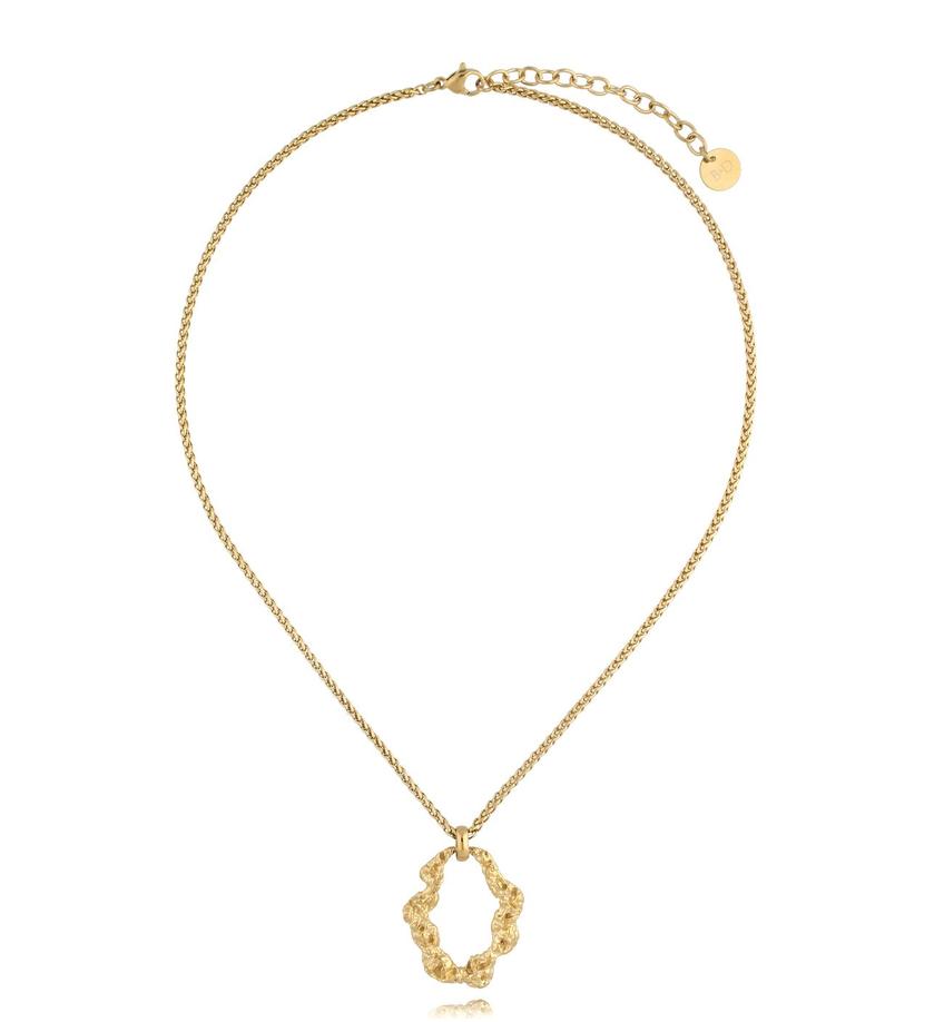 Naszyjnik z zawieszką gniecioną złoty Modern Metallics NSA1289