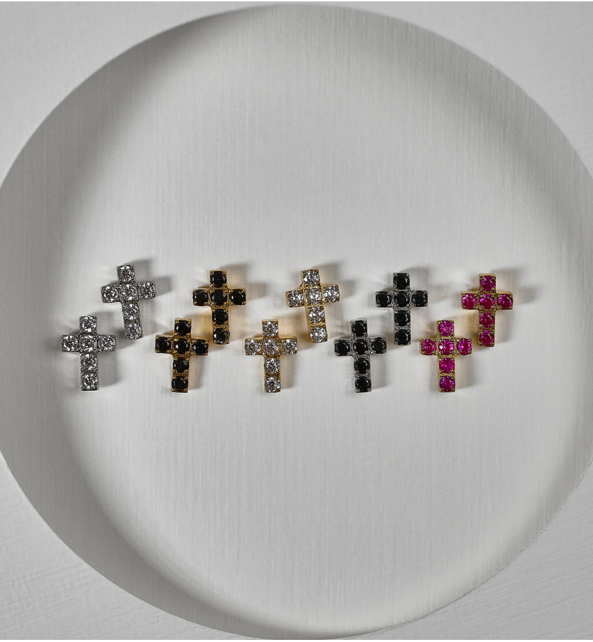 Kolczyki złote krzyżyki z cyrkoniami Cristal Cross KSA0942