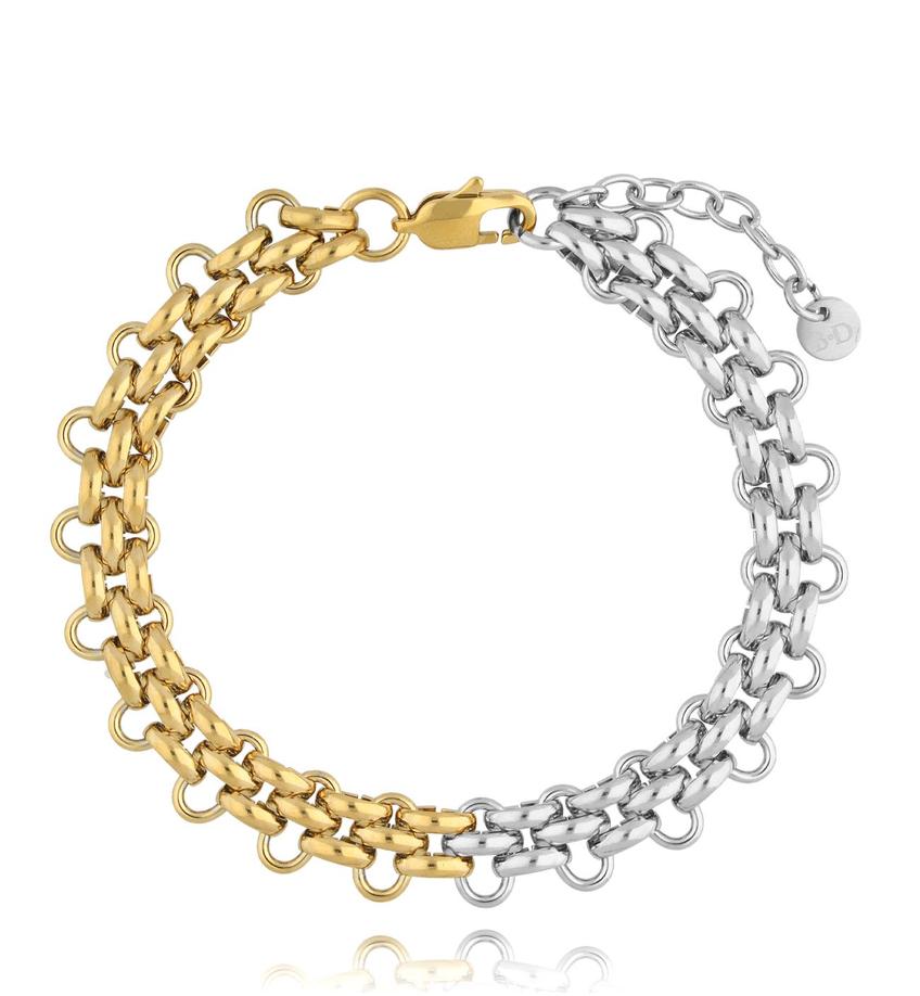 Bransoletka łańcuch srebrno złoty Timeless Twist BSA0719