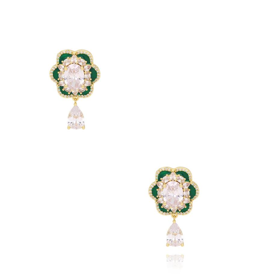 Kolczyki z kryształkami zielone Emerald KSS1543