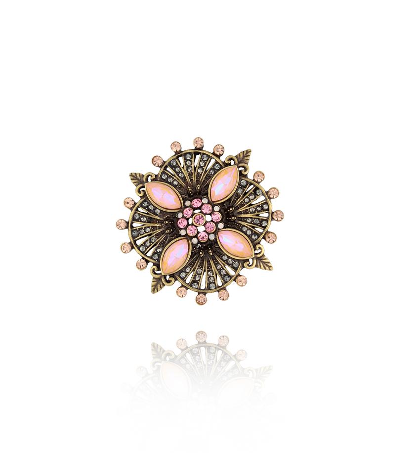 Broszka z brzoskwiniowymi kryształami Adornment BRSS0099