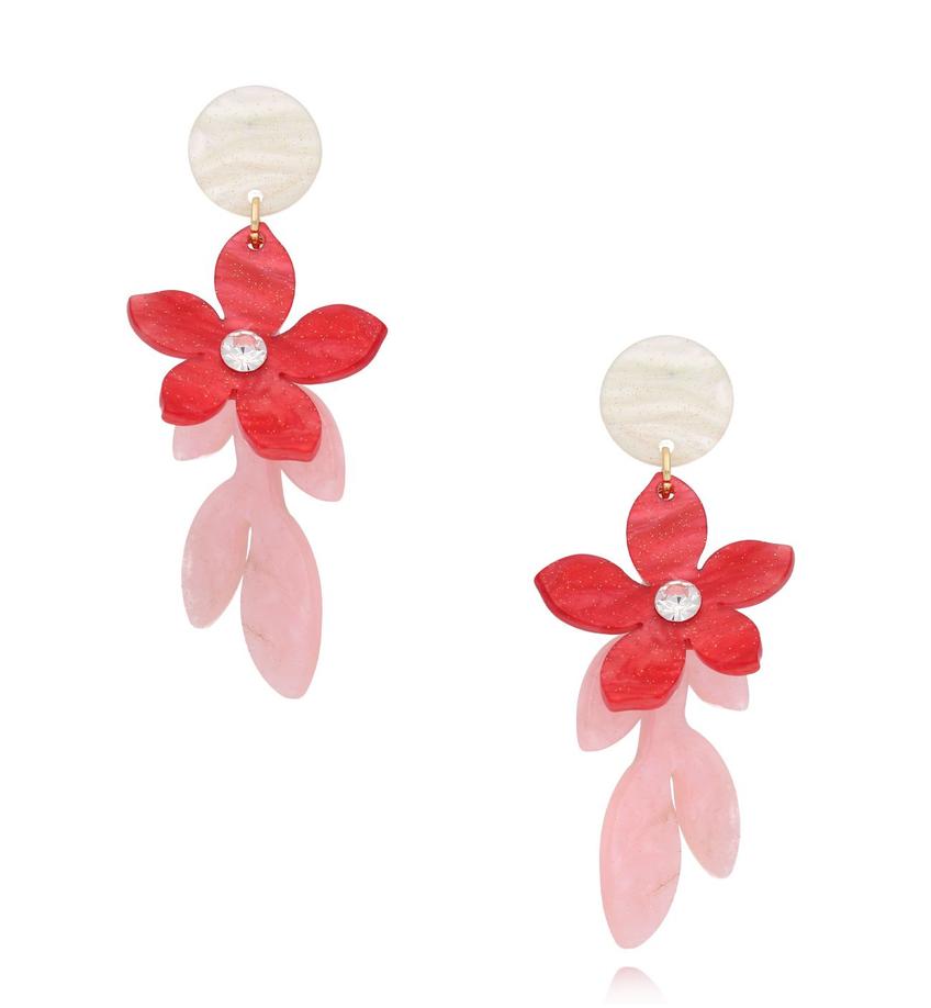 Kolczyki różowe z kwiatami Exotic Flowers KZA0093