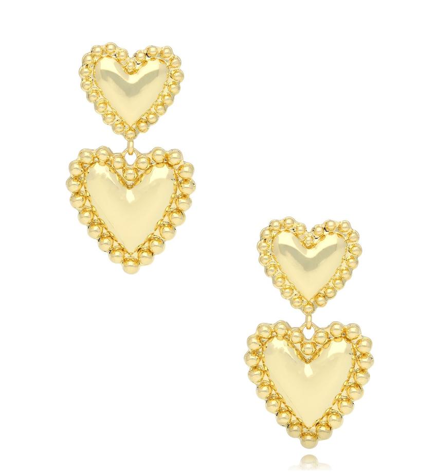 Kolczyki złote serca Dos Corazones KRG1012