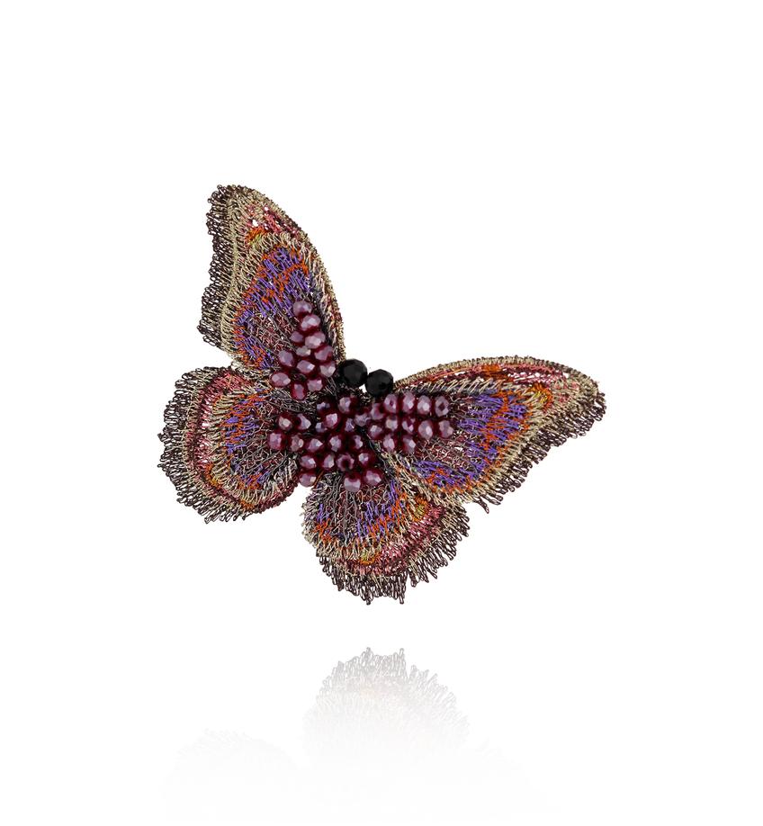 Broszka z bordowym motylem Forest Butterfly BRSS0111