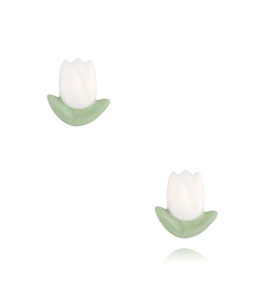 Kolczyki białe tulipany Tulip KZA0060