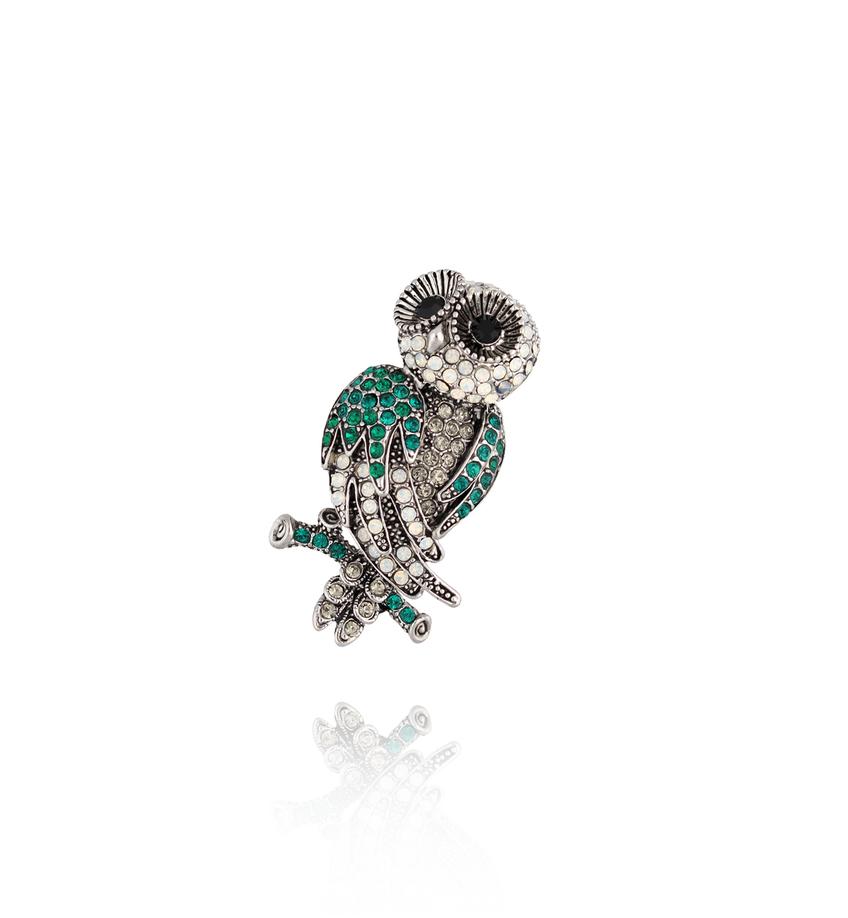 Broszka z sową Green Owl BRSS0116