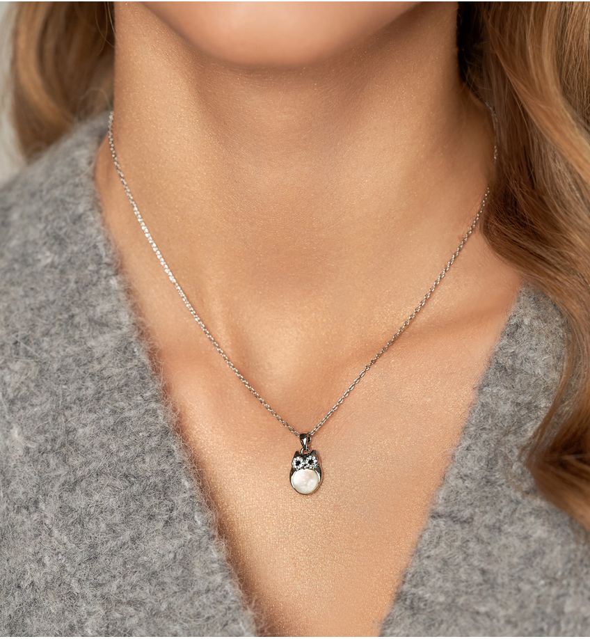 Naszyjnik srebrny z sową Glam Charms NS0284