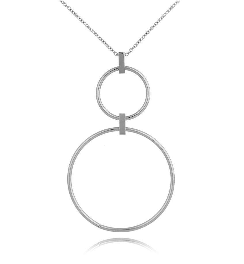 Naszyjnik srebrny długi z kołami Rings NSA0339