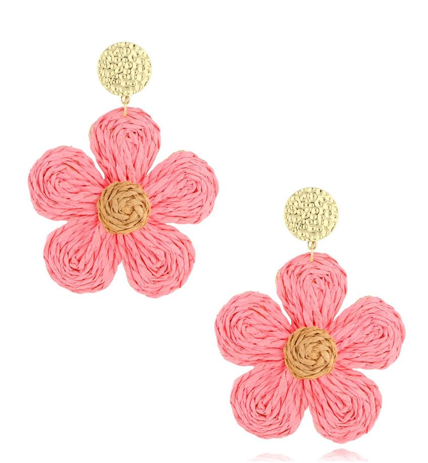 Kolczyki rożowe ze sznurkiem Summer Flower KSO0017